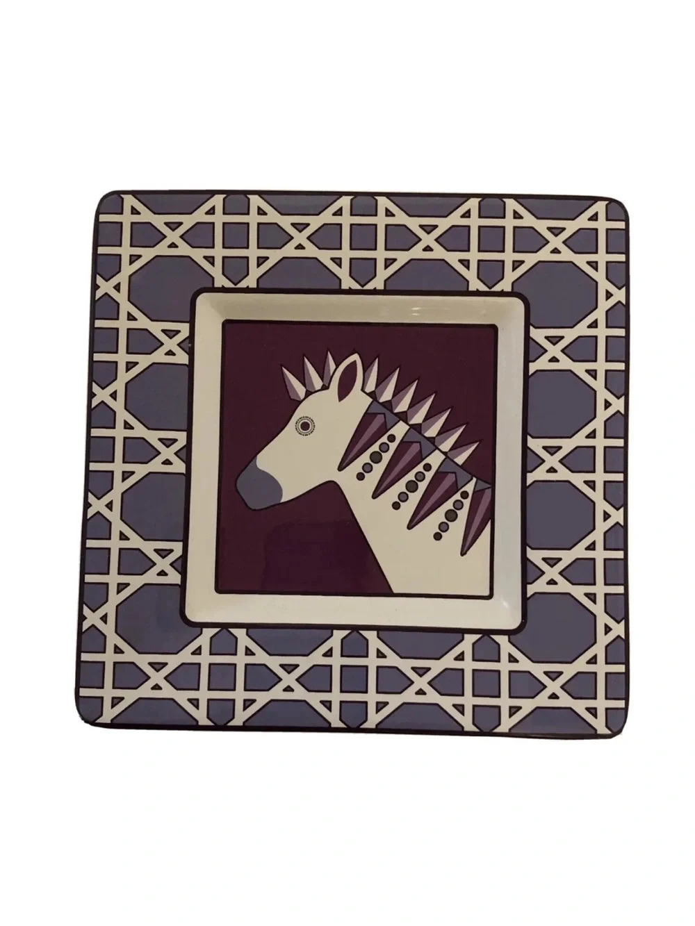 Jonathan Adler Happy Chic Square Purple Zebra Trinket Dish Plate